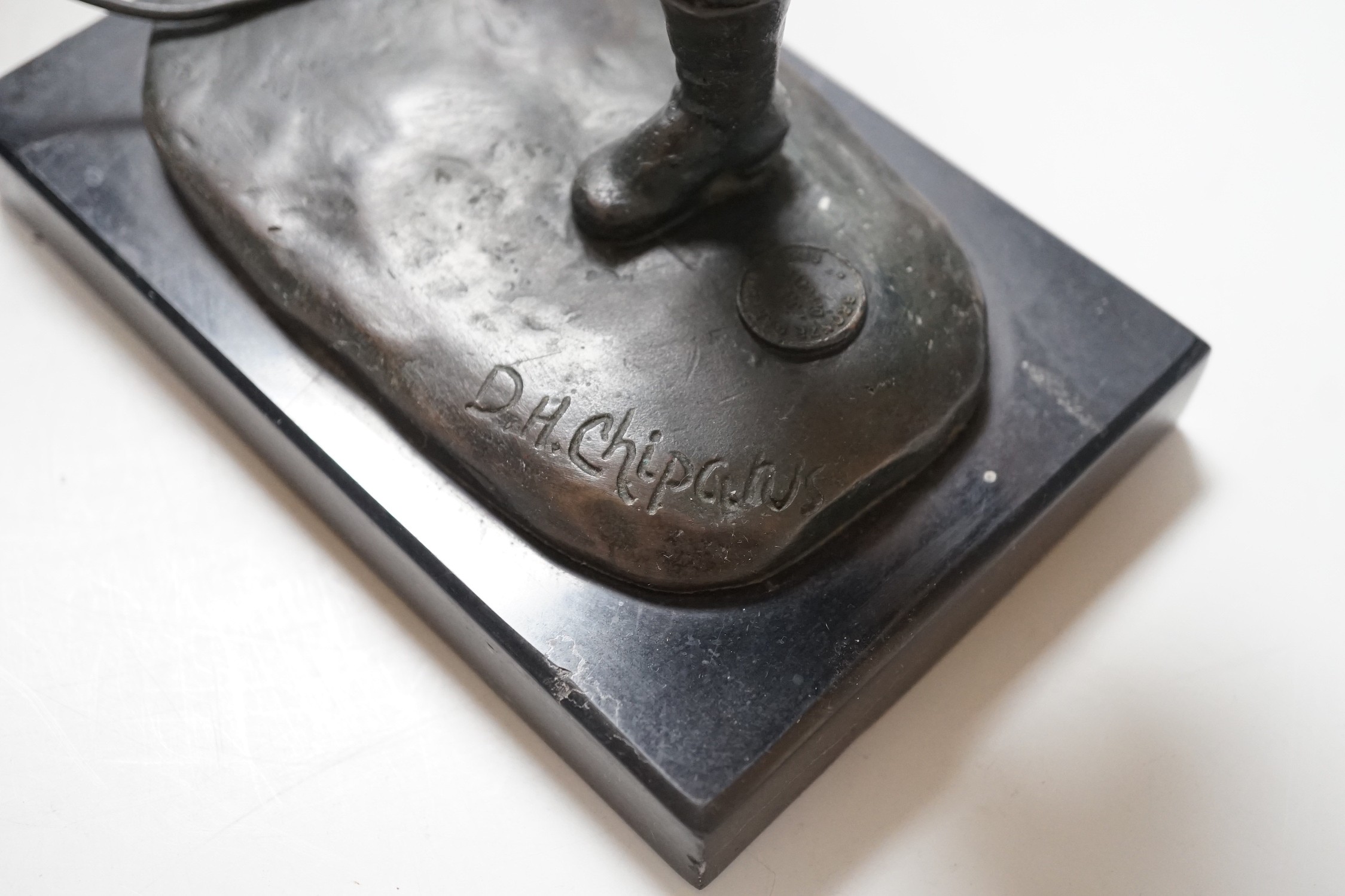 After Demétre Haralamb Chiparus (1886-1947) two bronze figures of children, 24cm